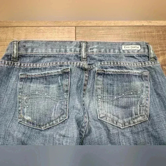 Kali Denim Womens Crop Capri Denim Jeans Distressed Juniors 7 - Picture 6 of 6